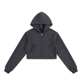 WOMAN ESSENTIAL CROPPED ZIP-UP HOODIE - CHARCOAL GRAY