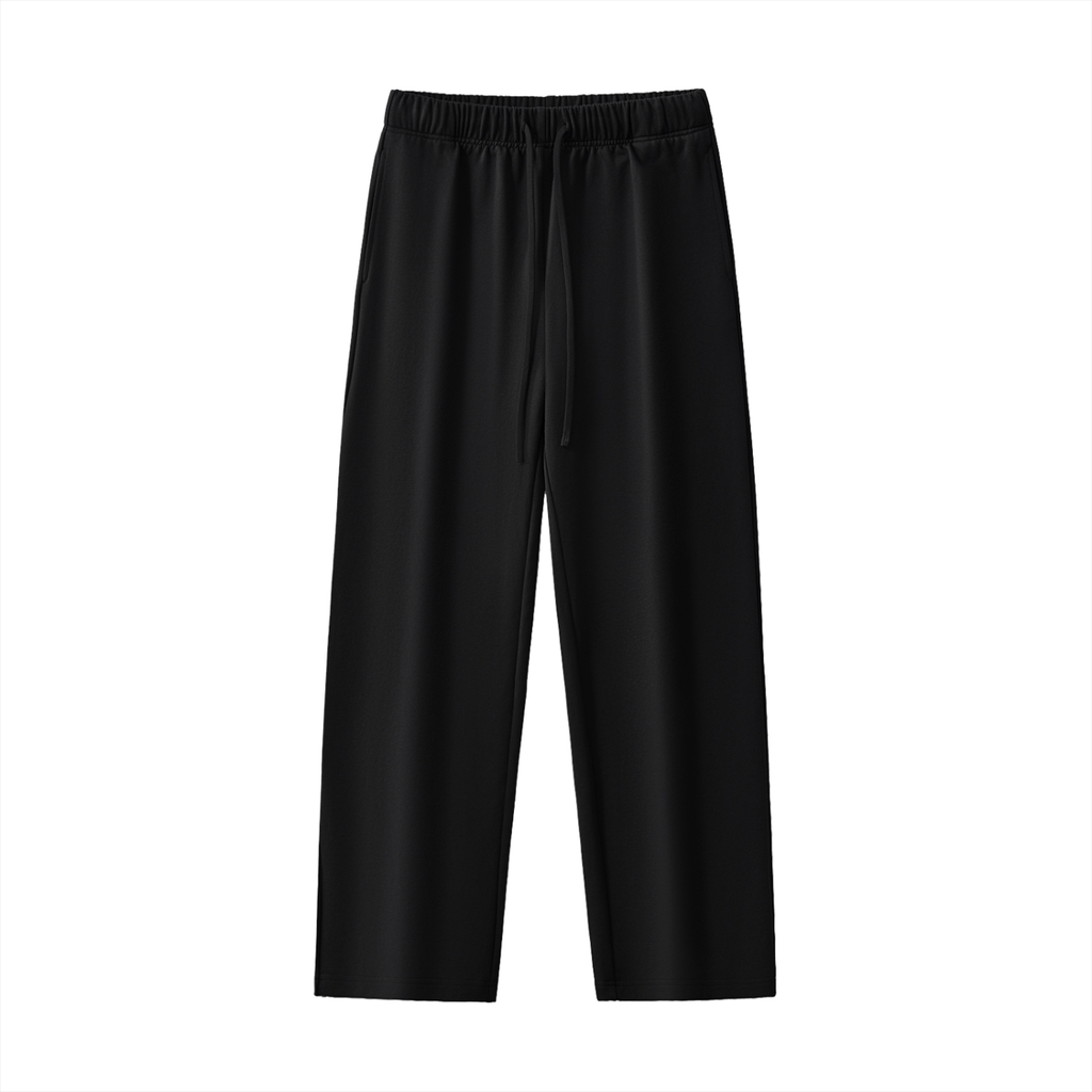 BASIC ESSENTIAL HEAVYWEIGHT STRAIGHT-LEG SWEATPANTS BLACK