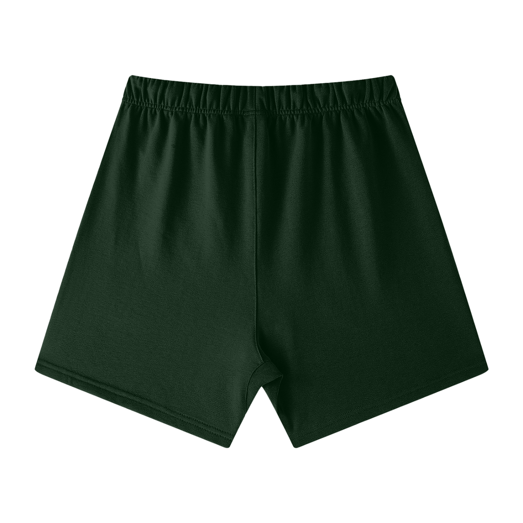 UNISEX EARTH TONE LOOSE FIT COTTON SHORTS BLACKISH GREEN