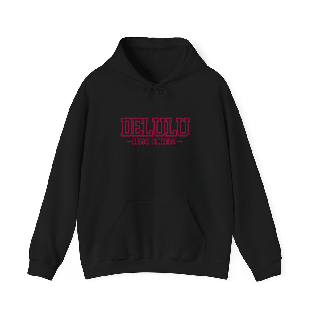 DELULU HIGH SCHOOL HOODIE - BLACK&RED
