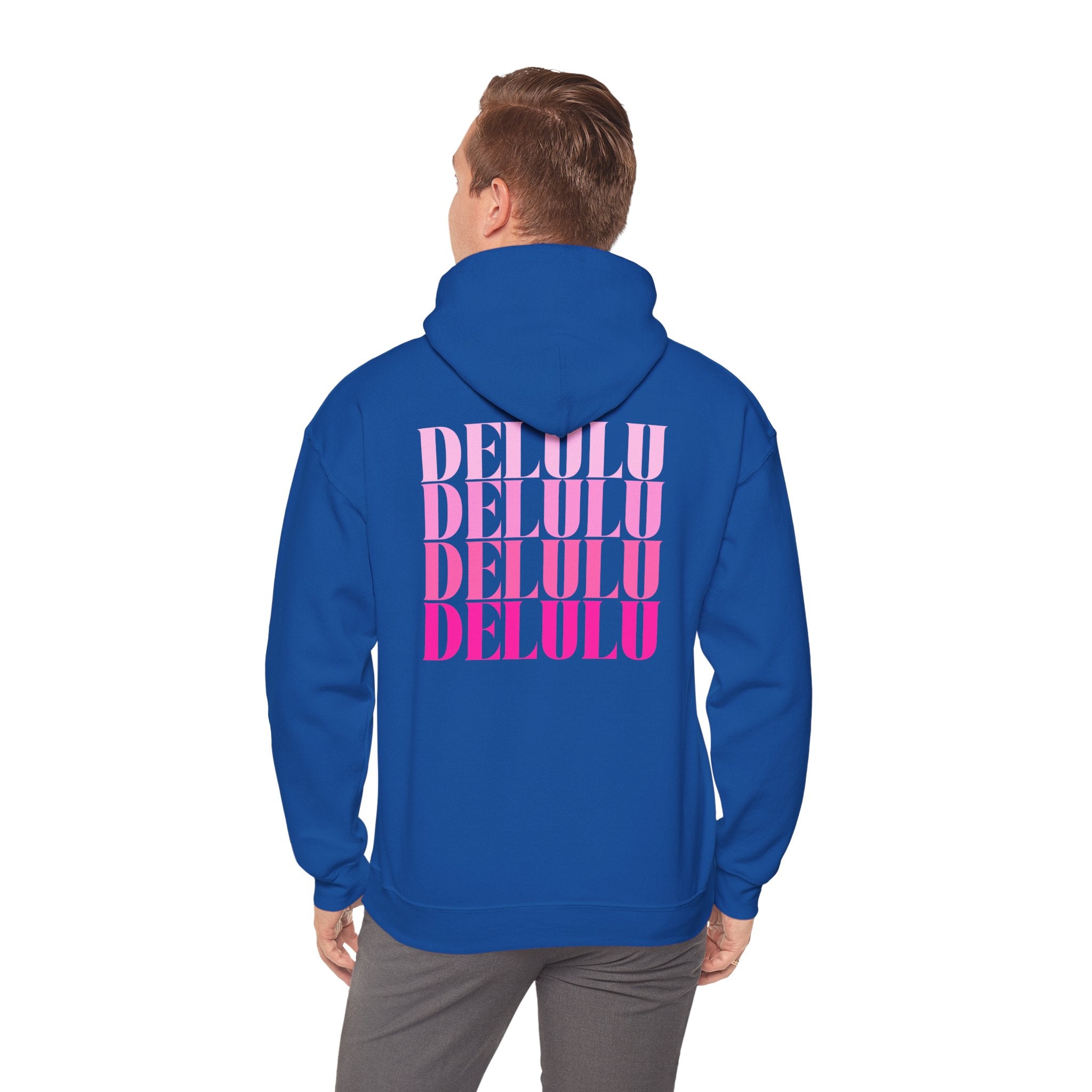 STATEMENT HOODIE DELULU DELULU DELULU - NAVY & PINK