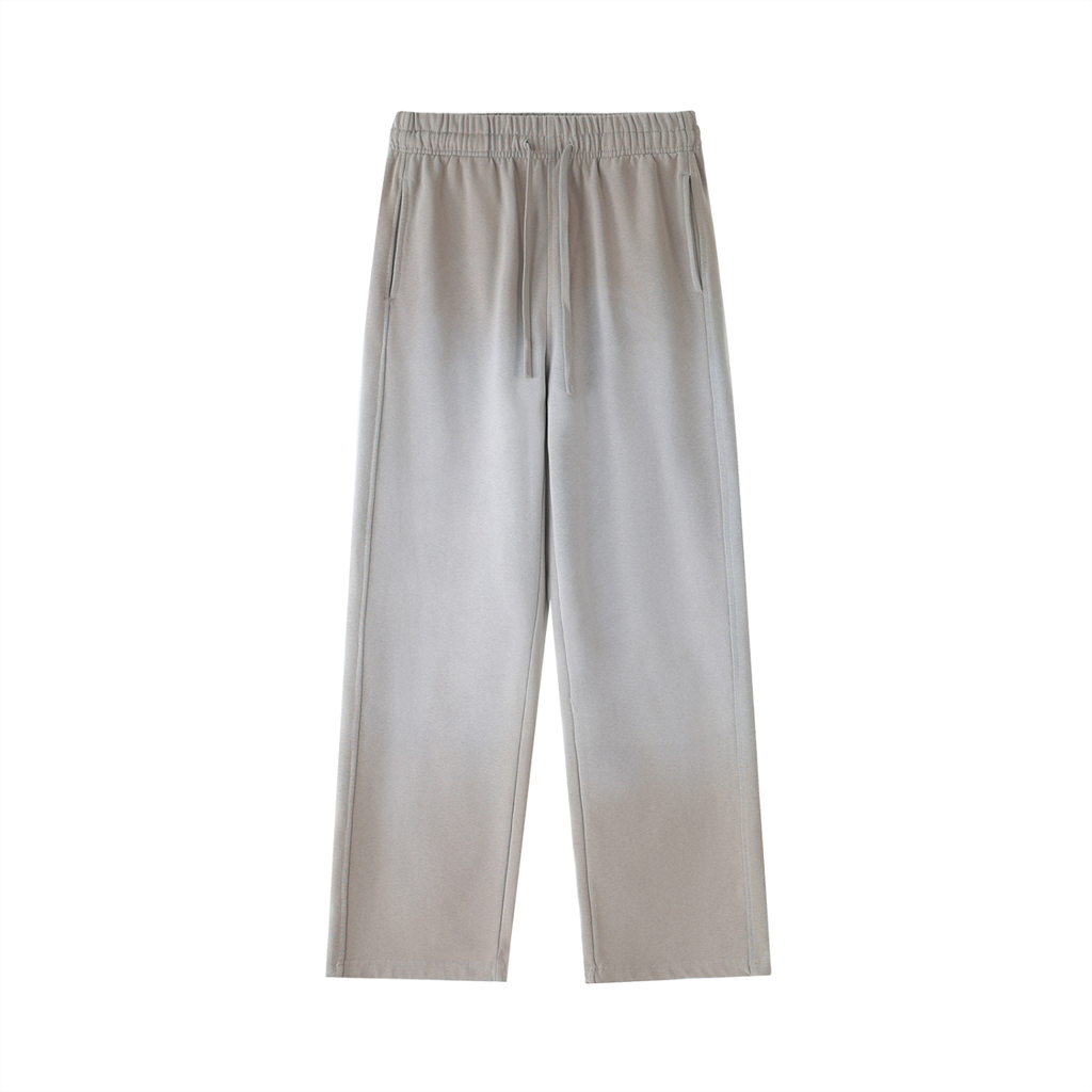 BASIC VINTAGE WASHED GRADIENT STRAIGHT-LEG SWEATPANTS LIGHT GREY