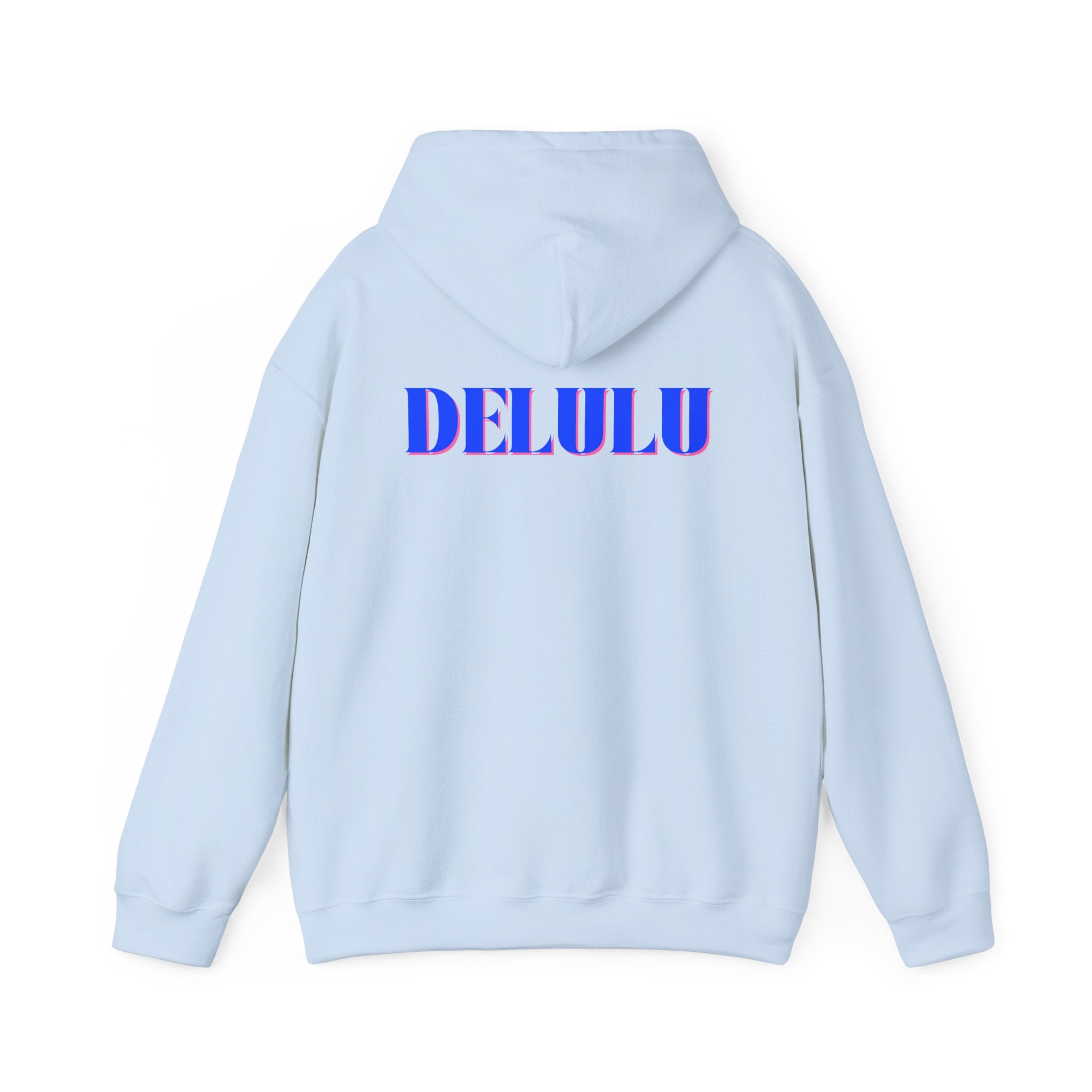 STATEMENT HOODIE DELULU - BEIGE & BLUE/PINK