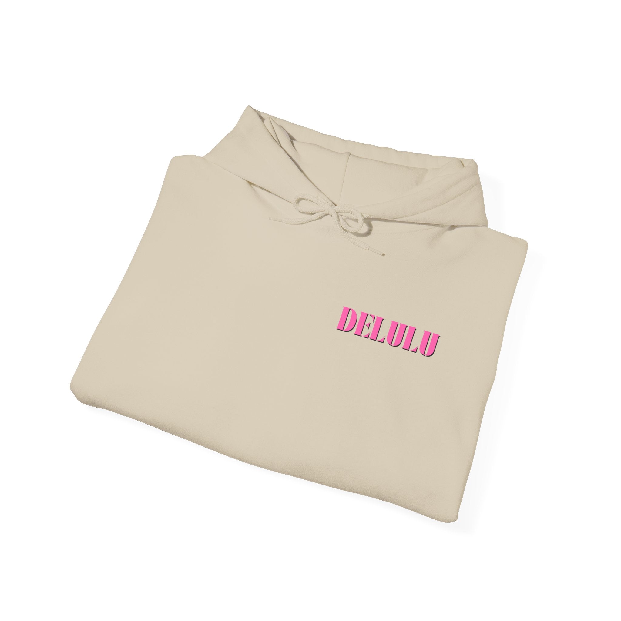 STATEMENT HOODIE DELULU - BEIGE & PINK/BLACK