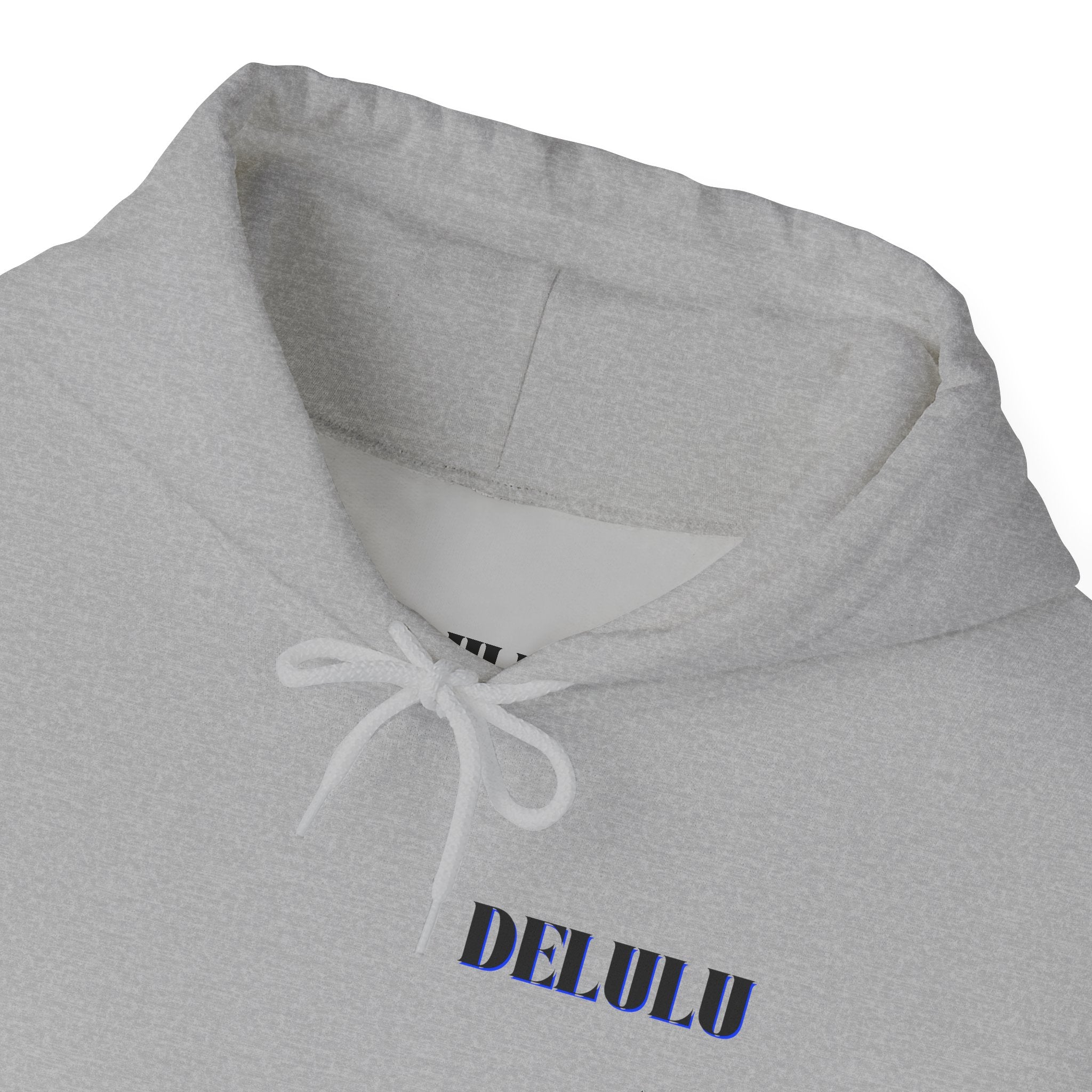 STATEMENT HOODIE DELULU - BEIGE & BLACK/BLUE