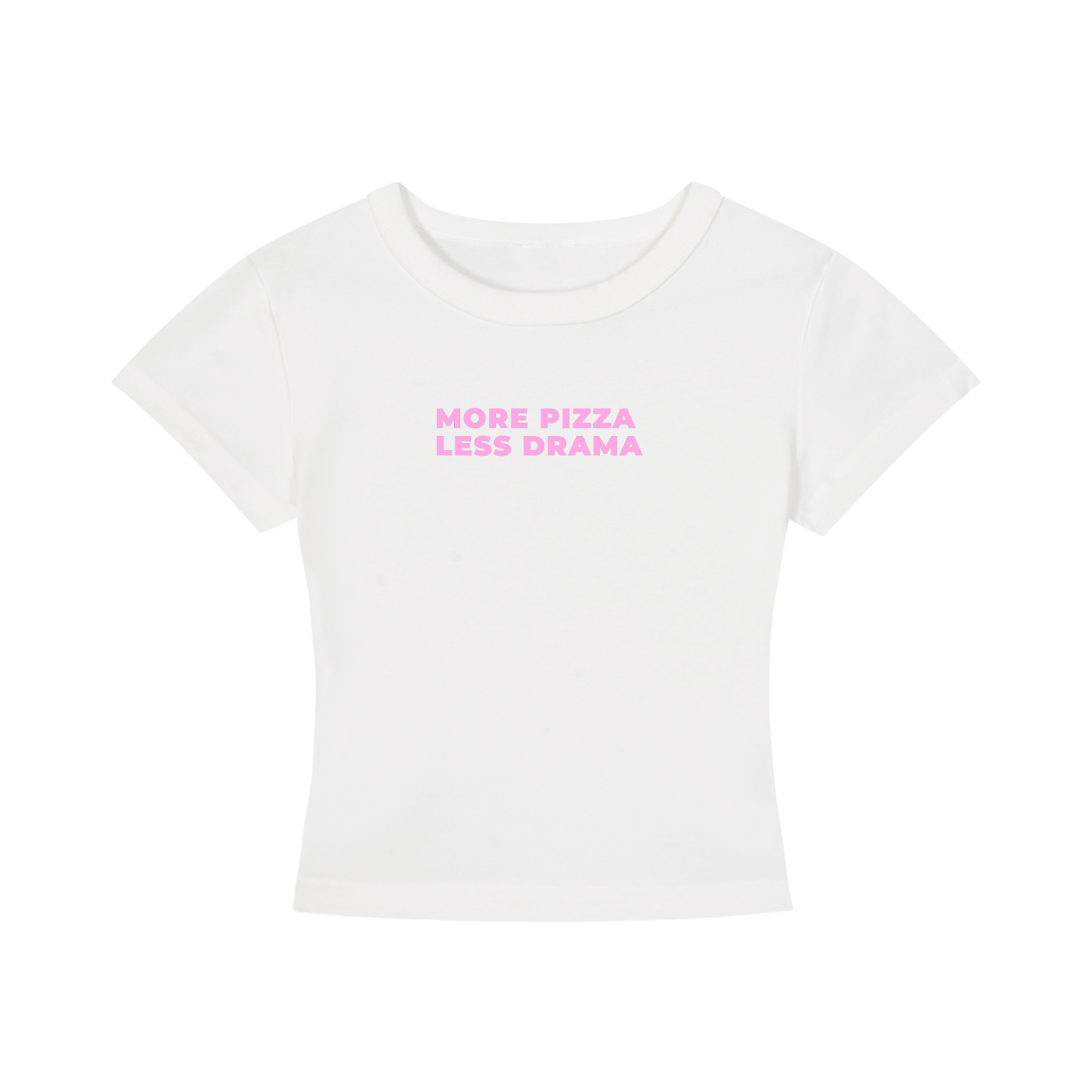 WOMEN`S CROPPED T-SHIRT - MORE PIZZA LESS DRAMA