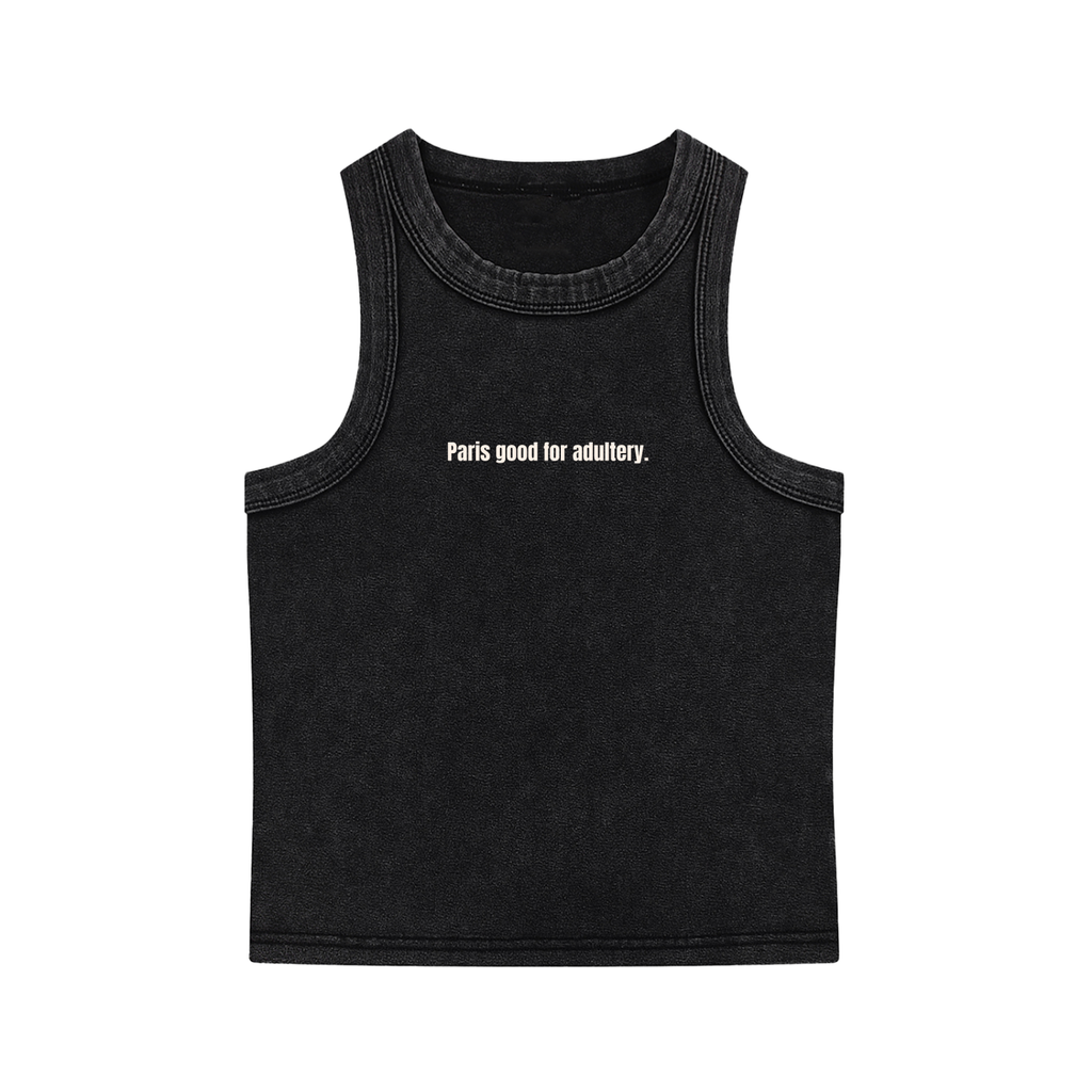 SNOW WASHED TANK TOP BLACK - PARIS GOOD FOR ADULTRY