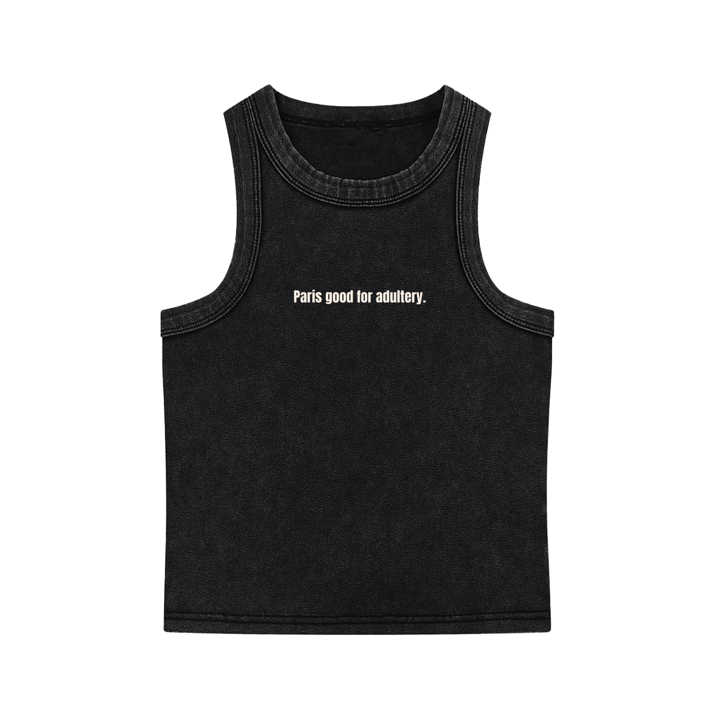 SNOW WASHED TANK TOP BLACK - PARIS GOOD FOR ADULTRY