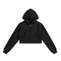 WOMAN ESSENTIAL CROPPED ZIP-UP HOODIE - BLACK