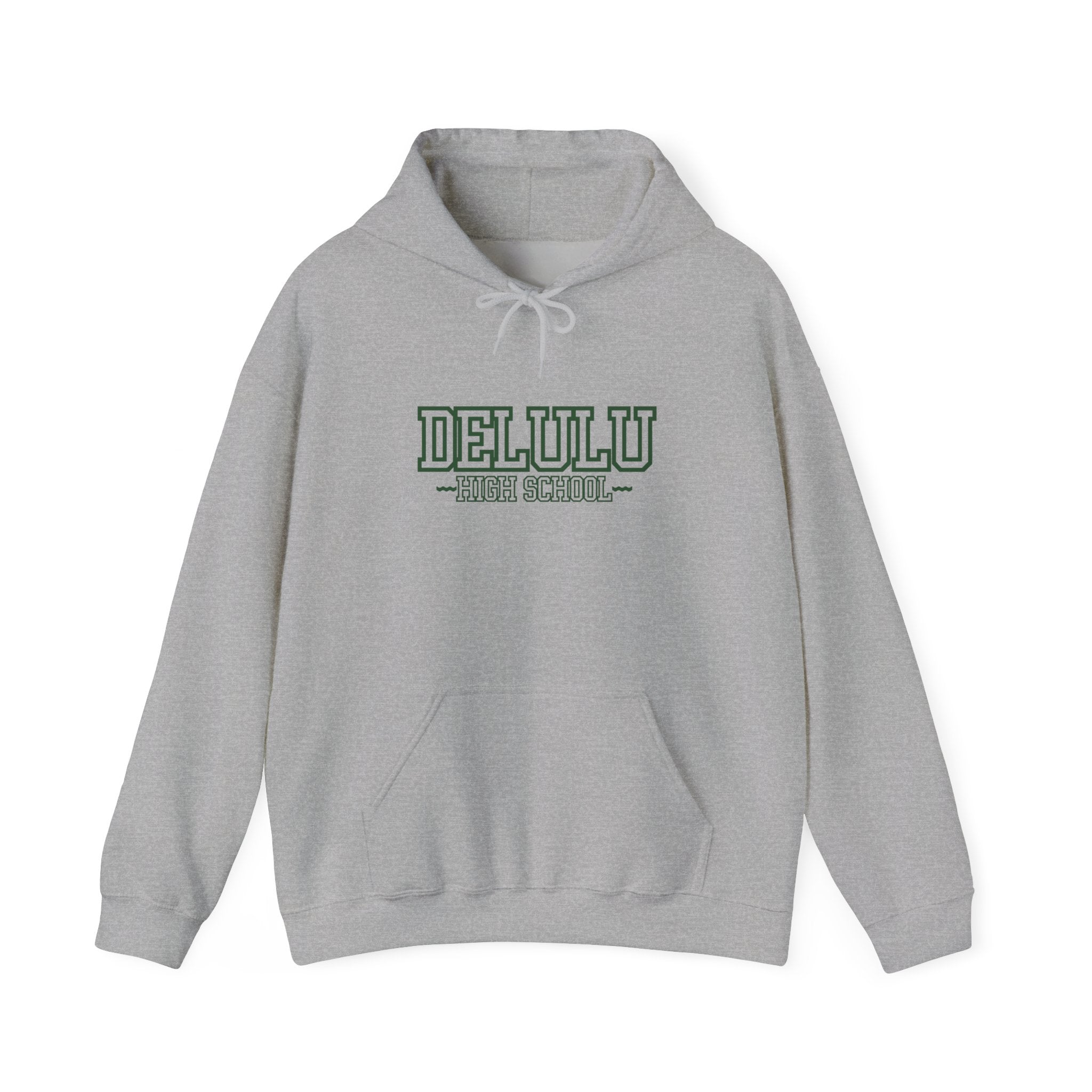 DELULU HIGH SCHOOL HOODIE - GREY&GREEN