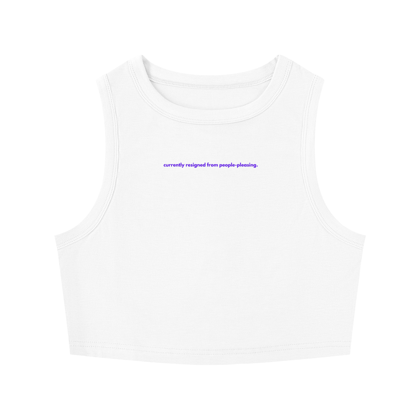 MAIN CHARACTER TIGHT CREWNECK CROP TANK TOP - CURRENTLY RESIGNED FROM PEOPLE-PLEASING