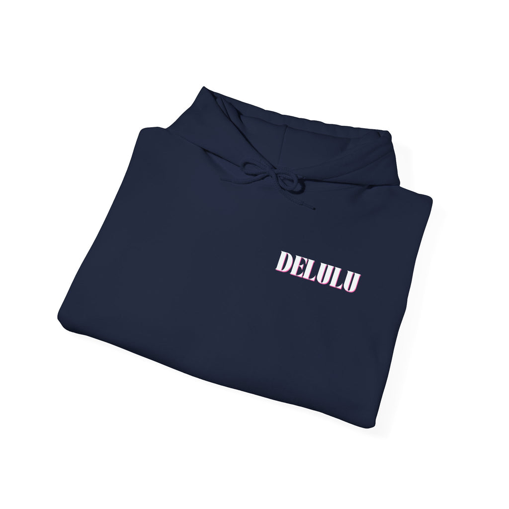 STATEMENT HOODIE DELULU - NAVY & WHITE/PINK