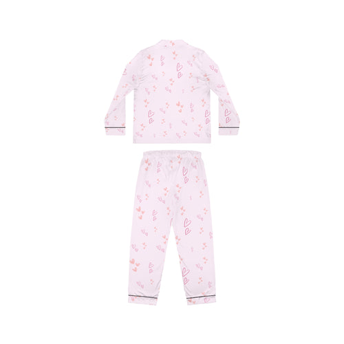 01 Hearts Satin Pajama Set