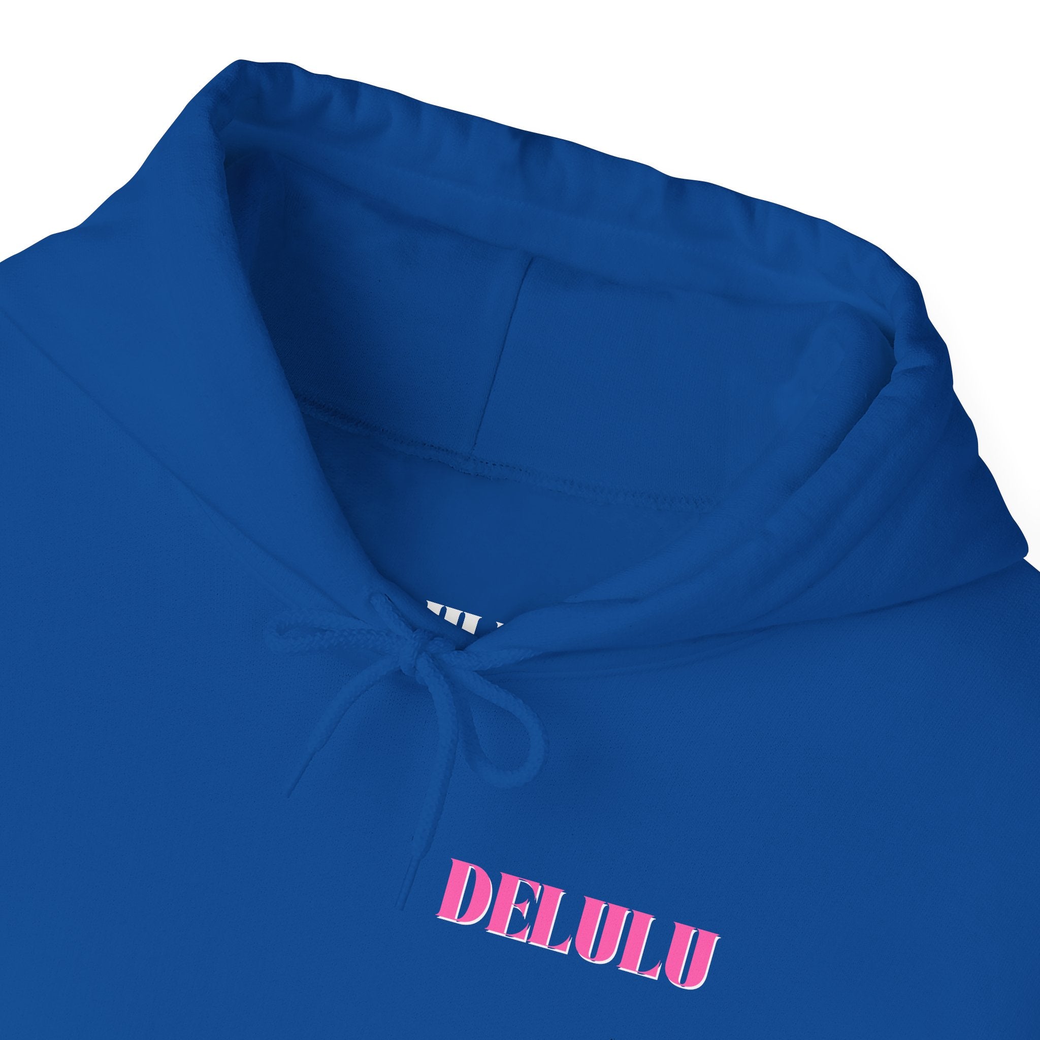 STATEMENT HOODIE DELULU - ROYAL BLUE & PINK/WHITE
