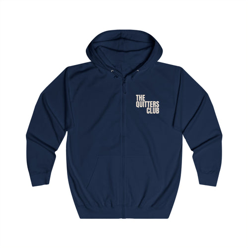 01 QUITTERS CLUB FULL-ZIP HOODIE NAVY/BEIGE
