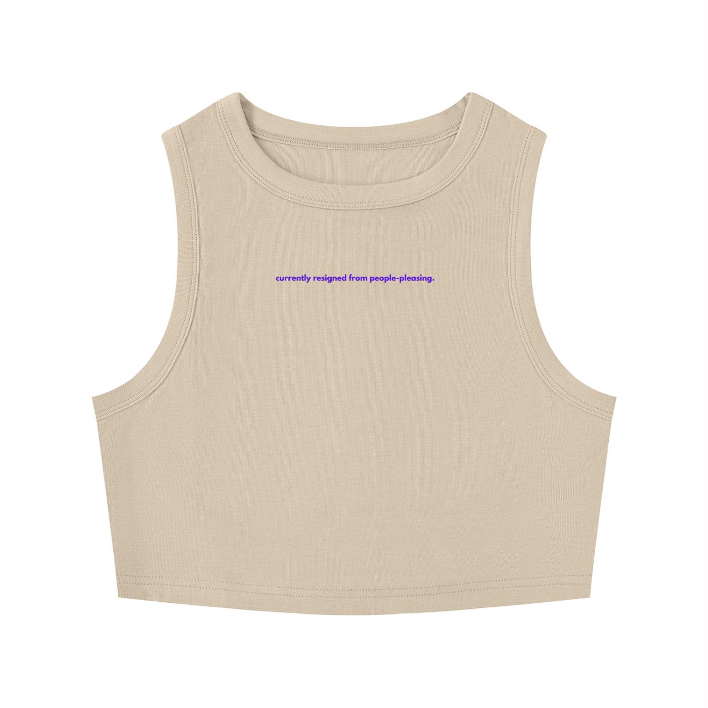 MAIN CHARACTER TIGHT CREWNECK CROP TANK TOP - CURRENTLY RESIGNED FROM PEOPLE-PLEASING