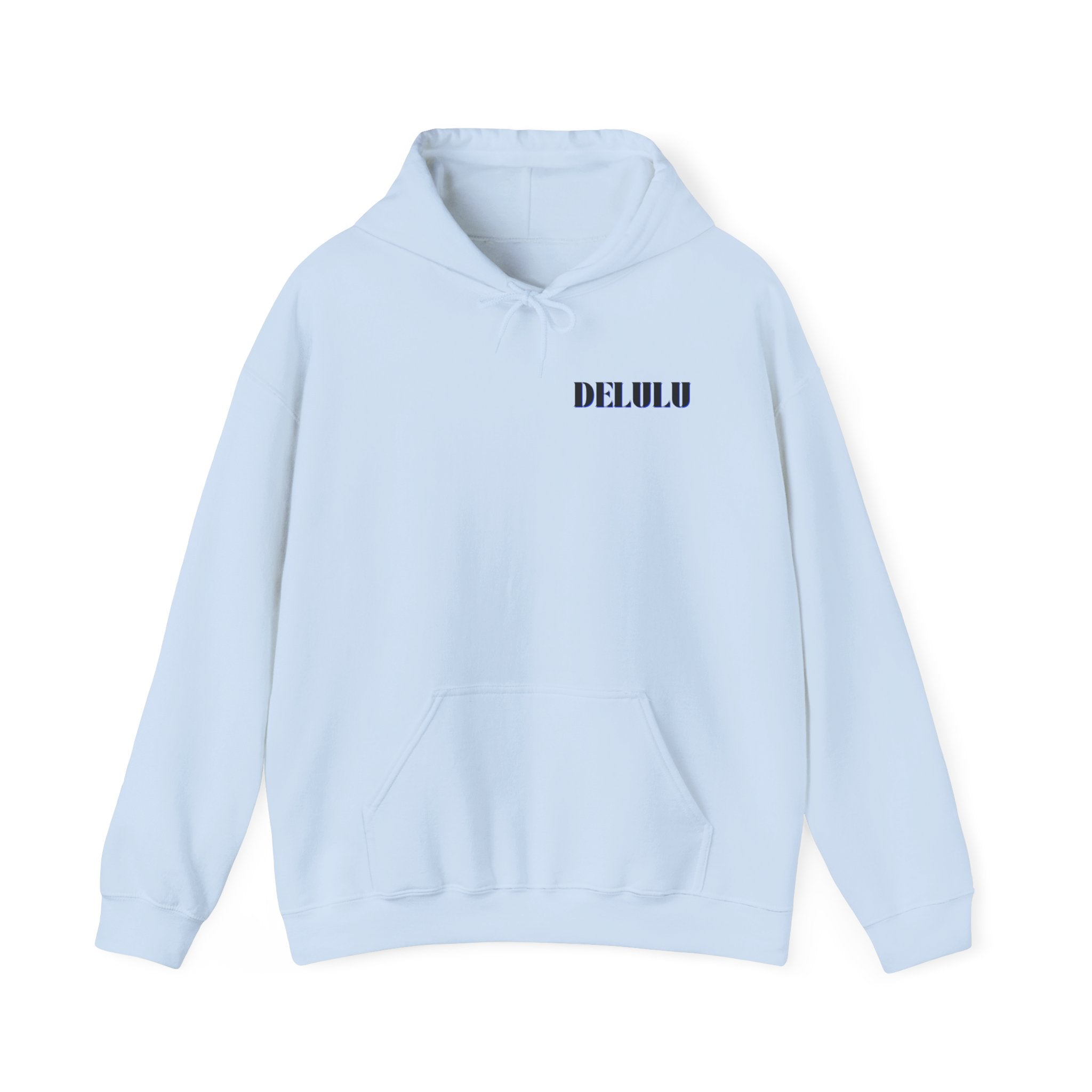 STATEMENT HOODIE DELULU - GREY & BLACK/BLUE