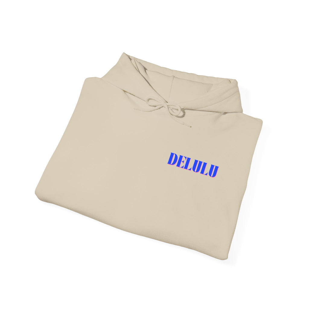 STATEMENT HOODIE DELULU - BEIGE & BLUE/PINK