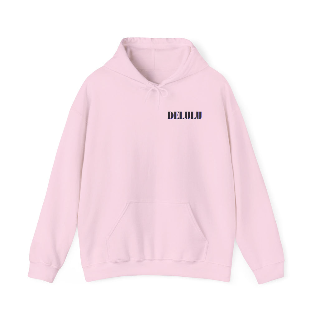STATEMENT HOODIE DELULU - BEIGE & BLACK/BLUE
