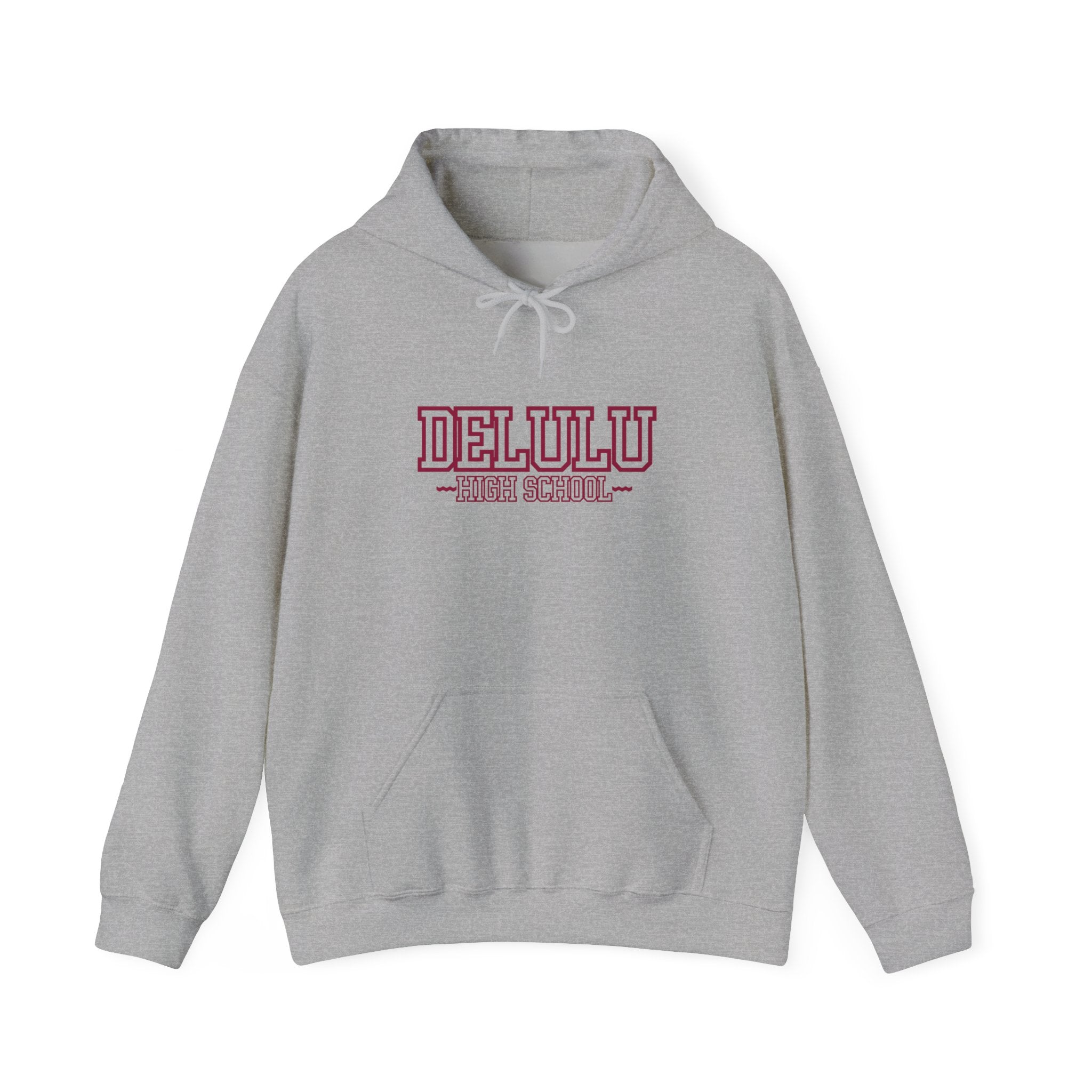 DELULU HIGH SCHOOL HOODIE - GREY&RED