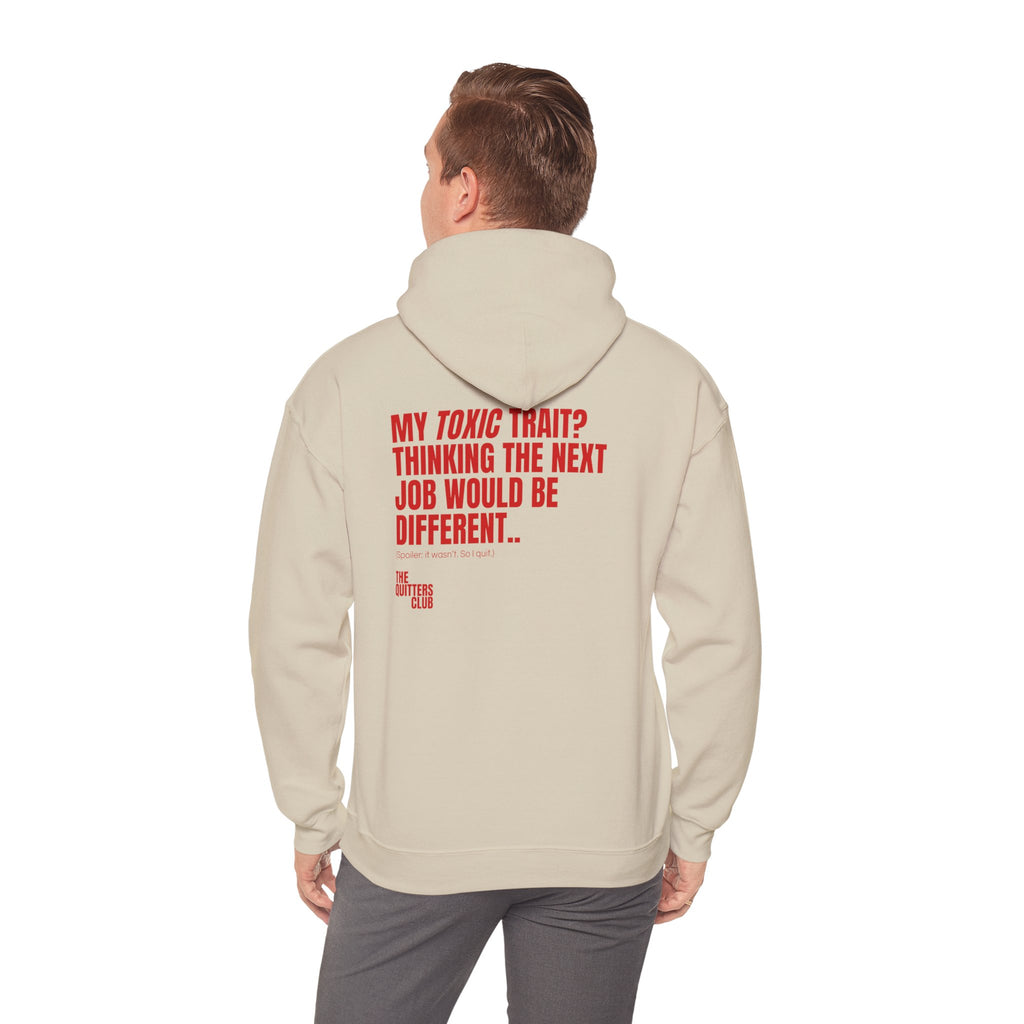 QUITTERS CLUB HOODIE - TOXIC TRAIT BEIGE/RED