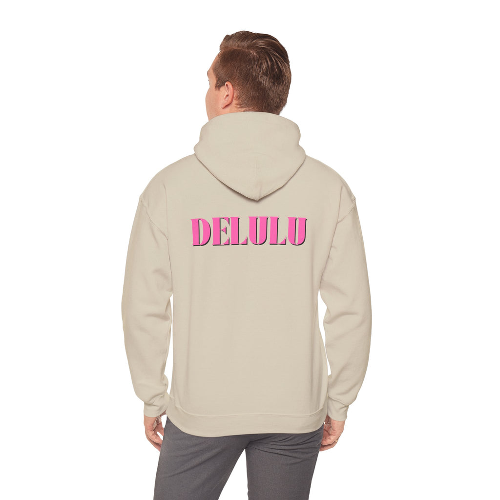 STATEMENT HOODIE DELULU - BEIGE & PINK/BLACK