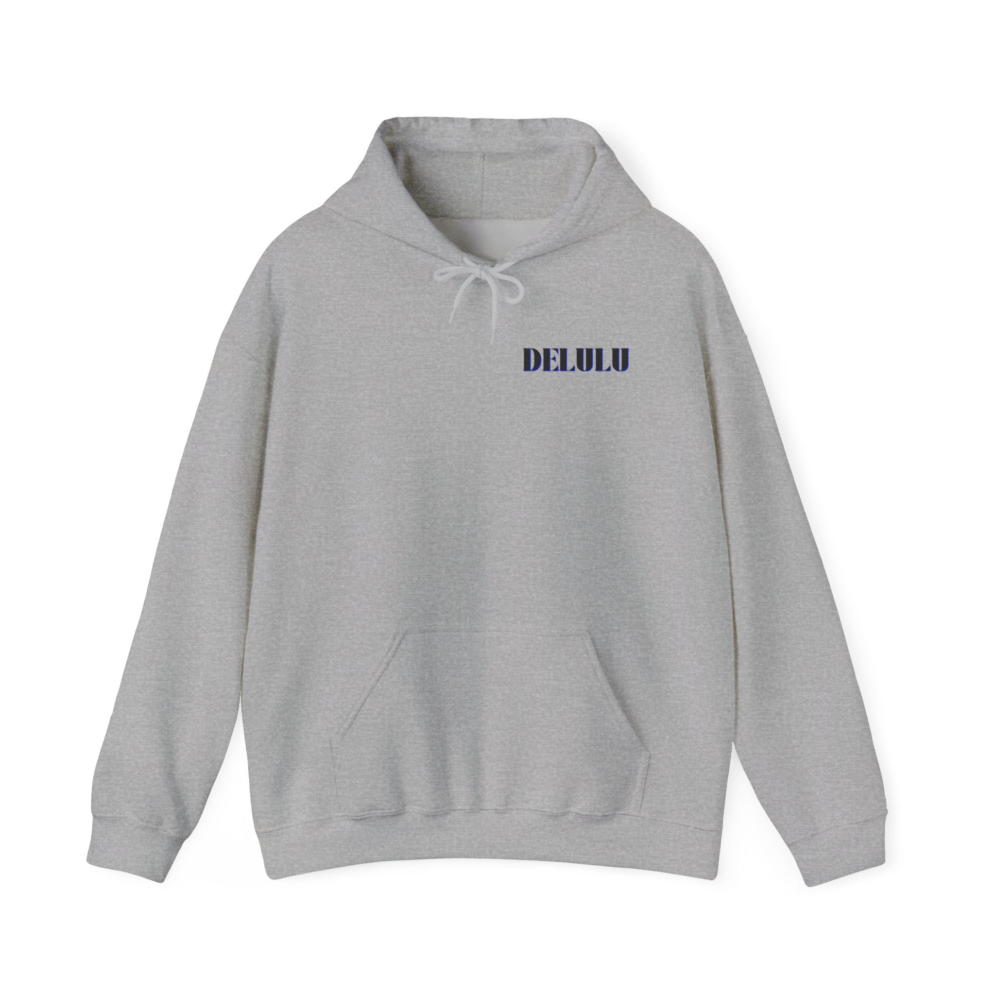 STATEMENT HOODIE DELULU - GREY & BLACK/BLUE