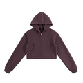 WOMAN ESSENTIAL CROPPED ZIP-UP HOODIE - DARK REDDISH PURPLE