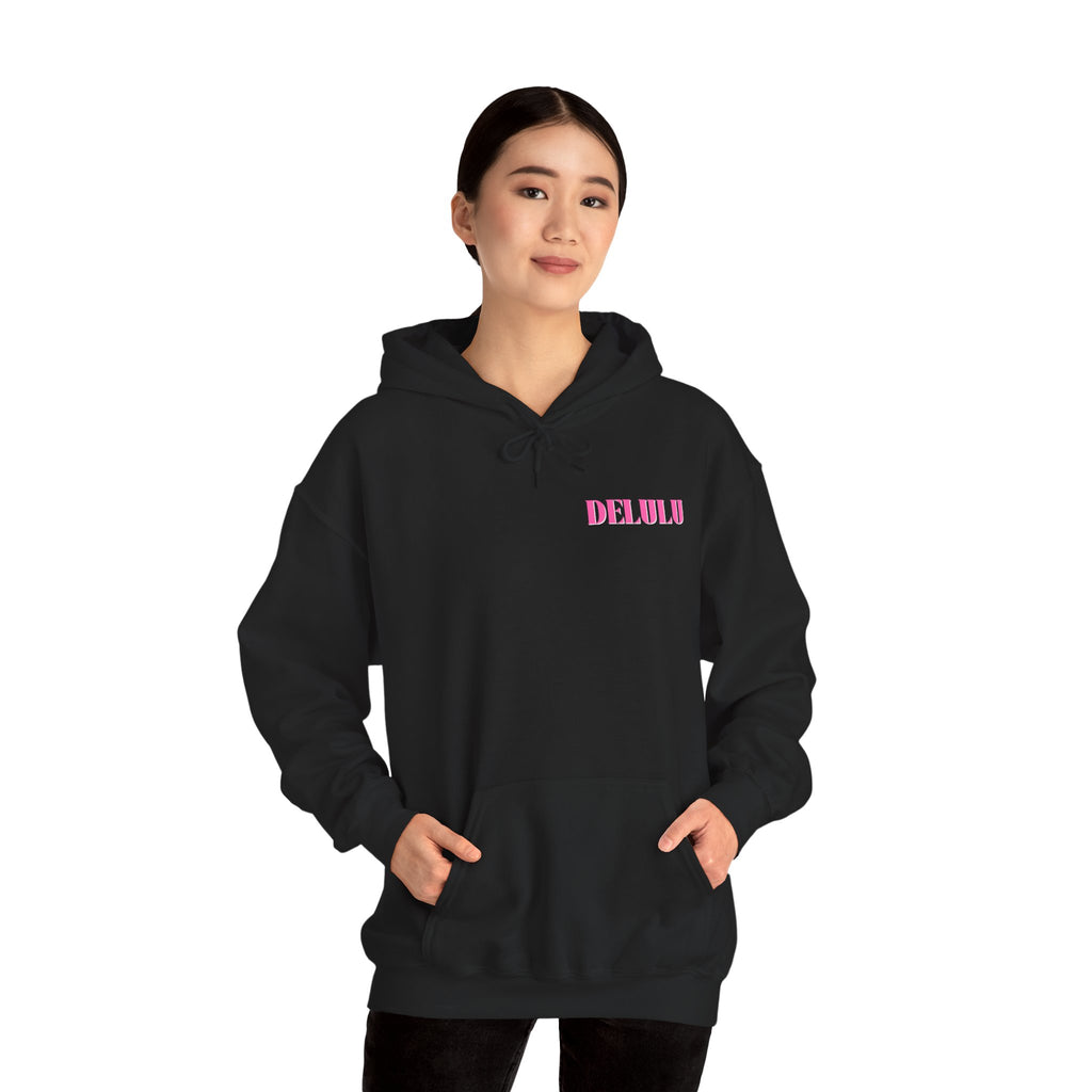 STATEMENT HOODIE DELULU - NAVY & PINK/WHITE