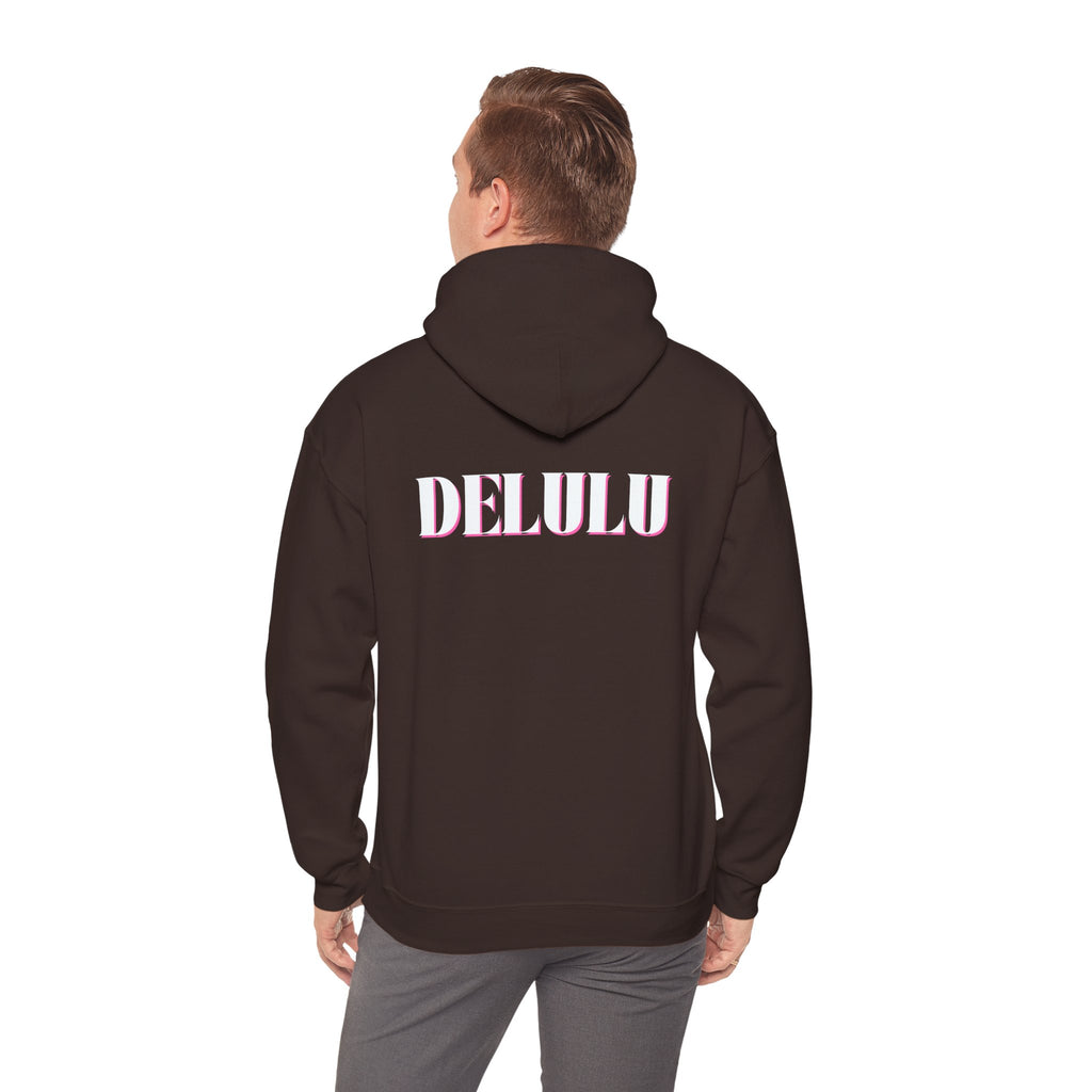 STATEMENT HOODIE DELULU - NAVY & WHITE/PINK