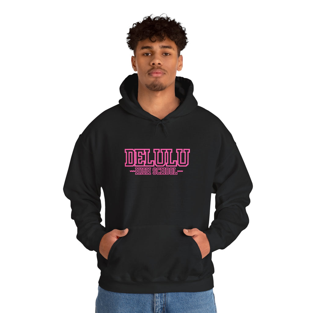 DELULU HIGH SCHOOL HOODIE - BLACK&PINK