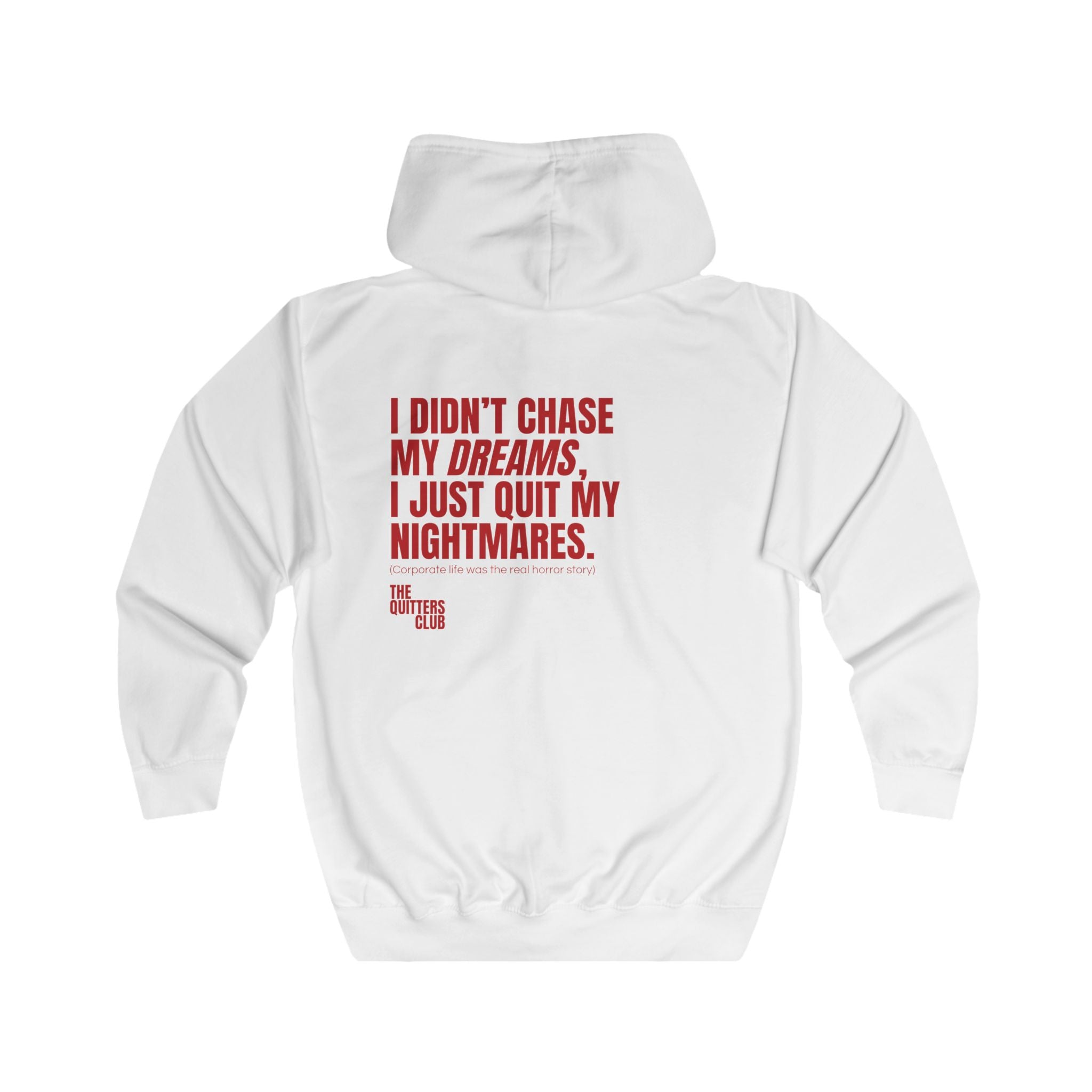 01 QUITTERS CLUB FULL-ZIP HOODIE WHITE/RED