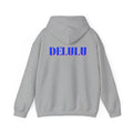 STATEMENT HOODIE DELULU - GREY & BLUE/PINK