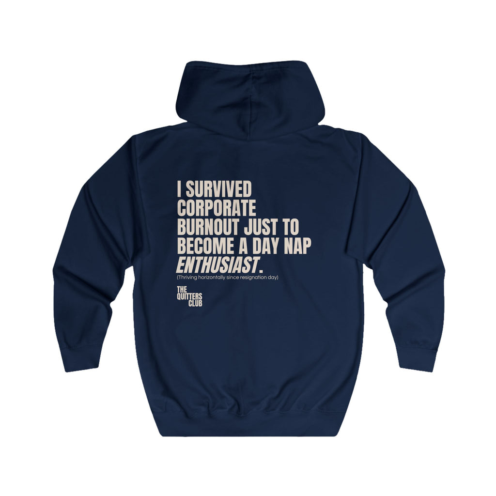 11 QUITTERS CLUB FULL-ZIP HOODIE NAVY/BEIGE