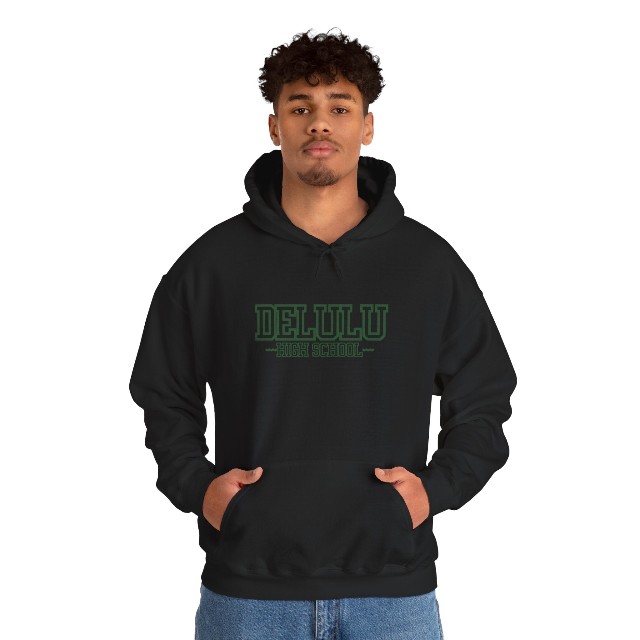 DELULU HIGH SCHOOL HOODIE - BLACK&GREEN