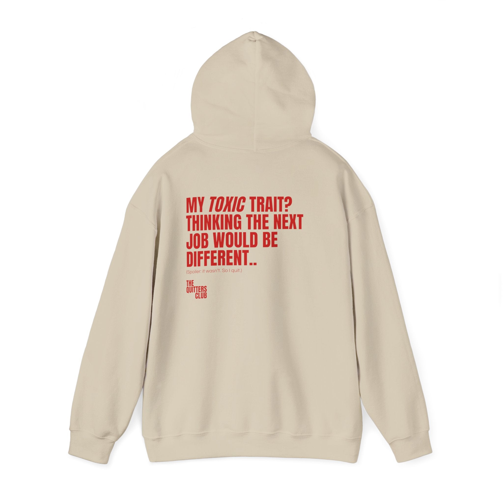 QUITTERS CLUB HOODIE - TOXIC TRAIT BEIGE/RED
