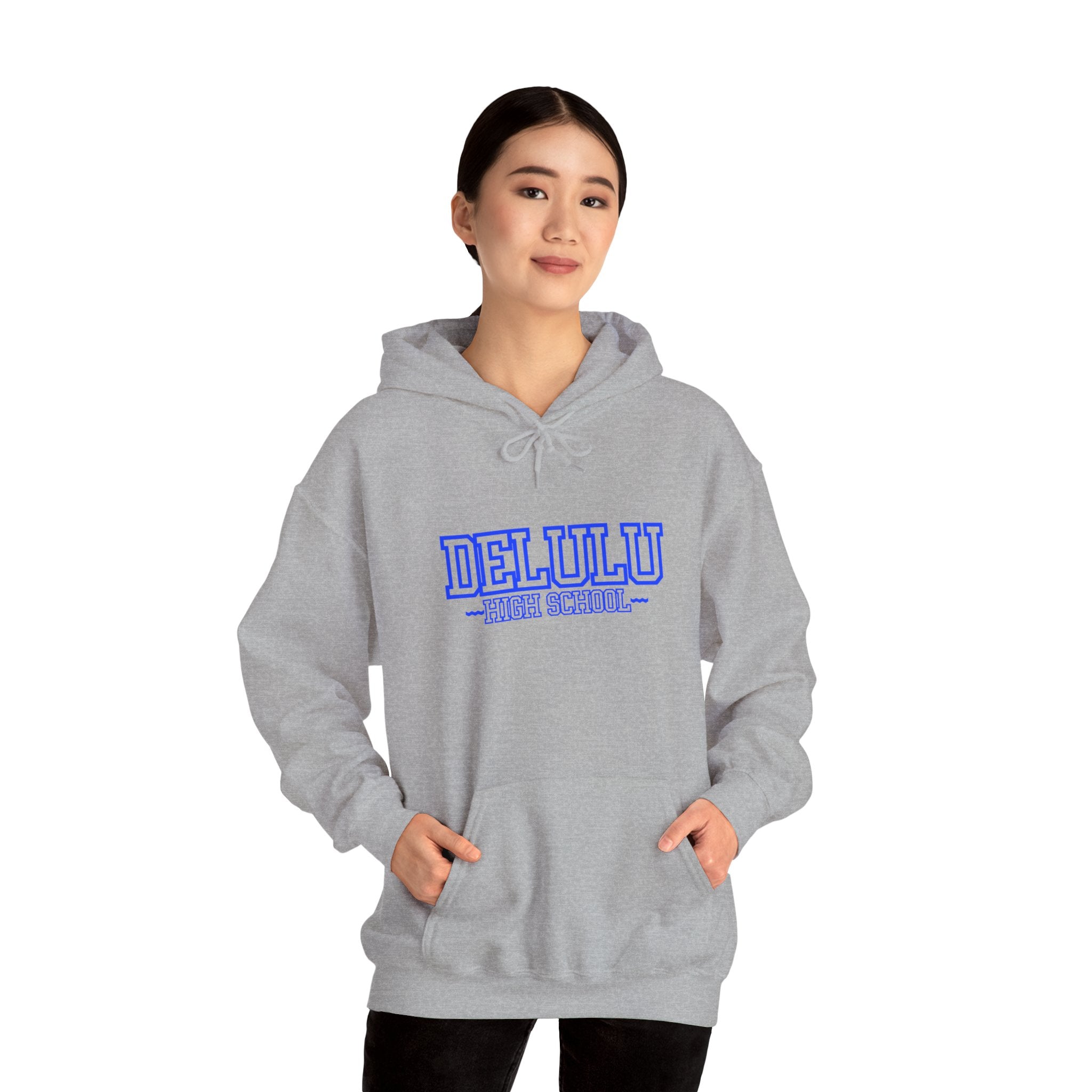 DELULU HIGH SCHOOL HOODIE - GREY&BLUE