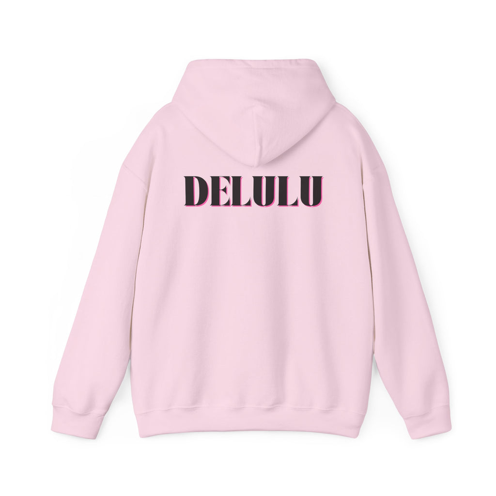 STATEMENT HOODIE DELULU - BLUE & BLACK/PINK
