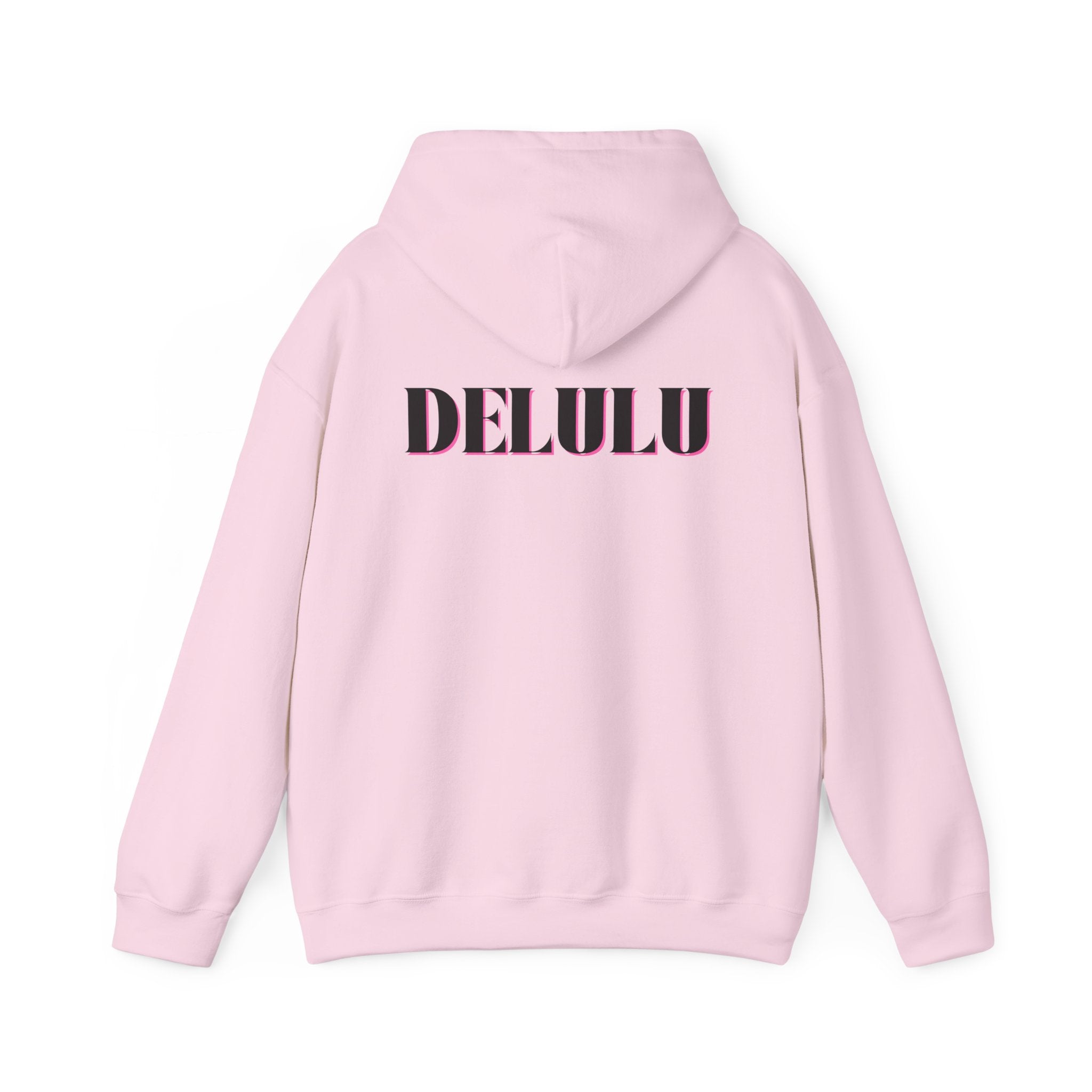 STATEMENT HOODIE DELULU - GREY & BLACK/PINK