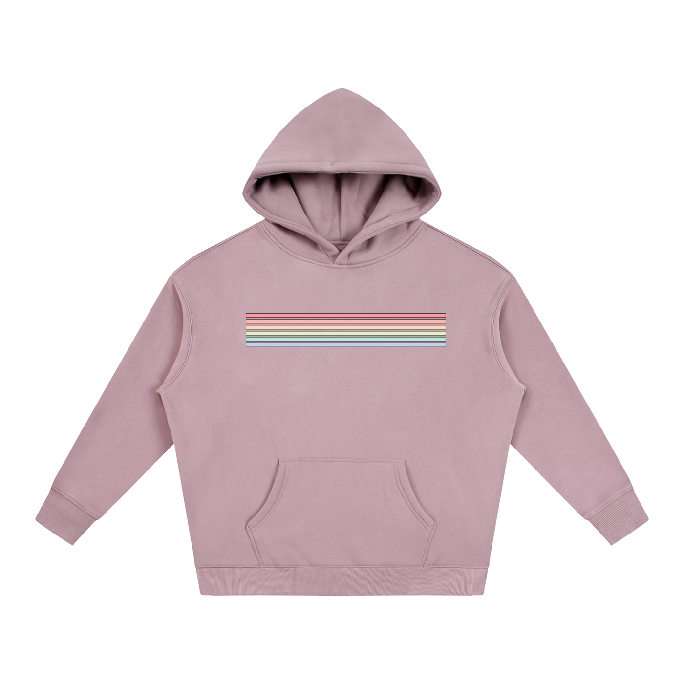 PRIDE OVERSIZED PREMIUM FLEECED HOODIE - PASTEL RAINBOW