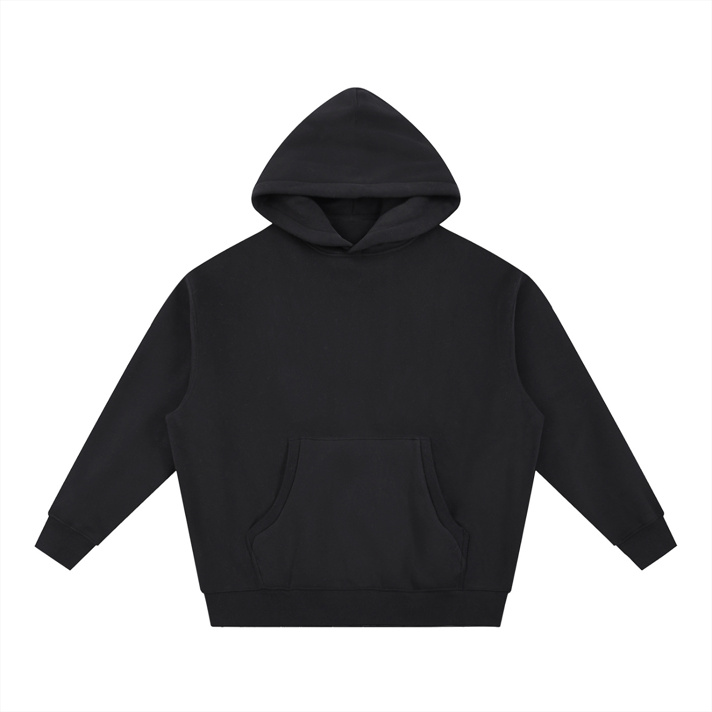 BASIC ESSENTIAL OVERSIZED BOXY FIT FLEECE HOODIE BLACK