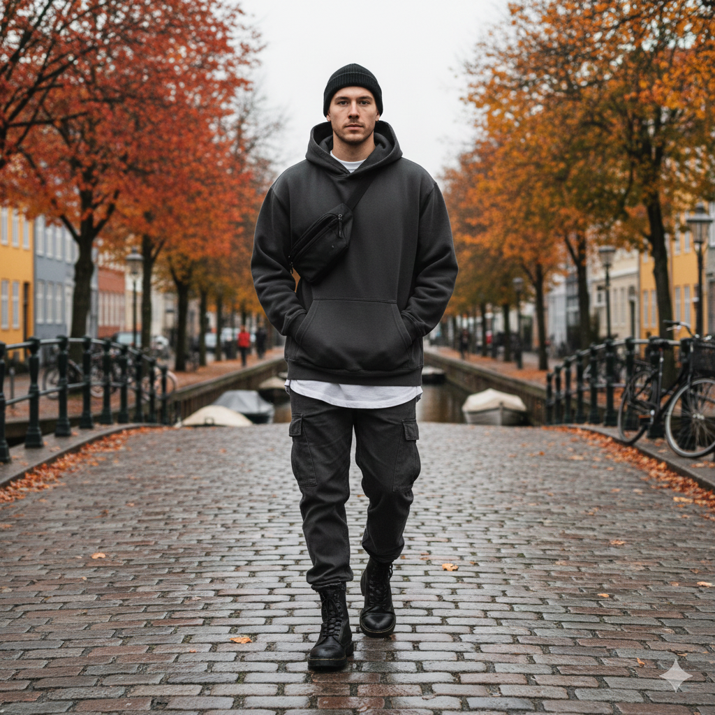 BASIC OVERSIZED ESSENTIAL HOODIE BLACK