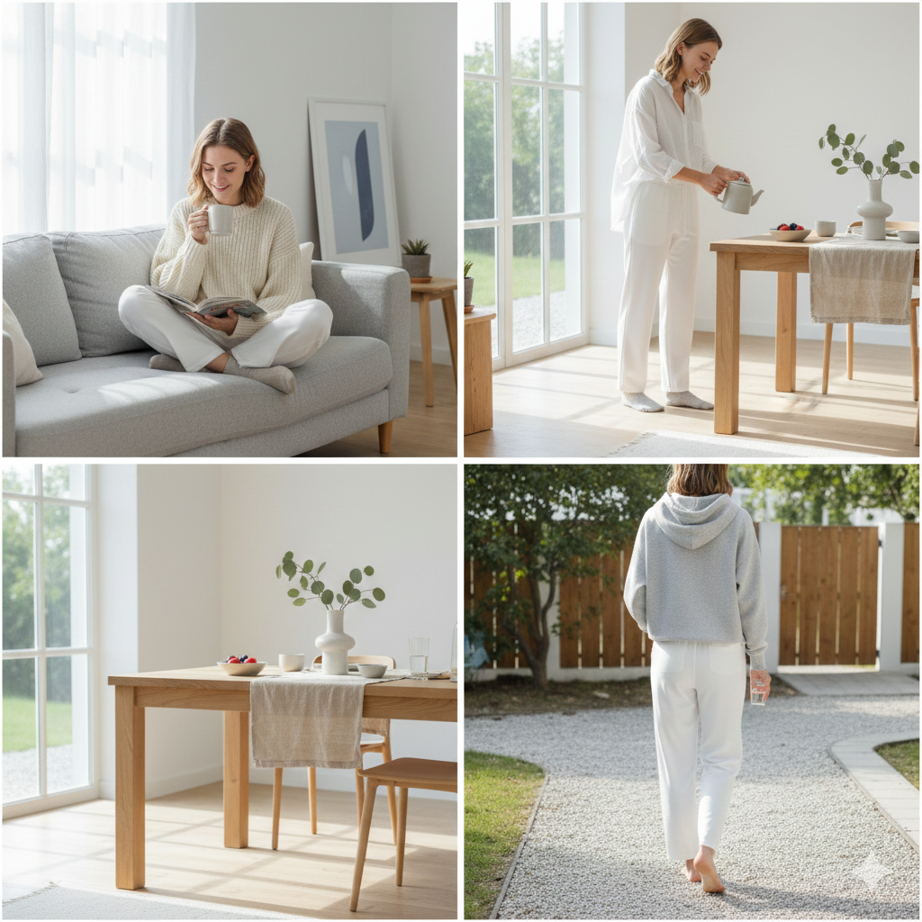 BASIC ESSENTIAL HEAVYWEIGHT STRAIGHT-LEG SWEATPANTS WHITE