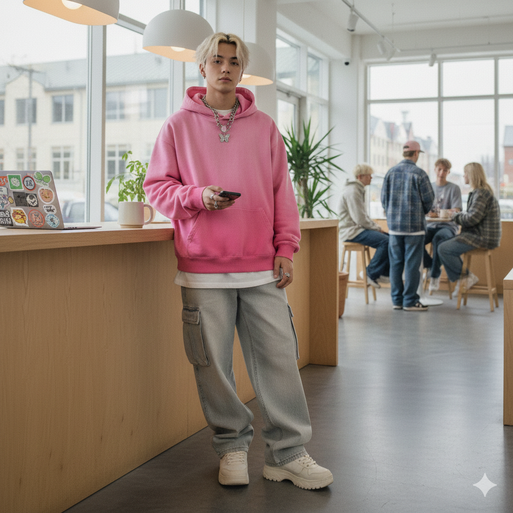 PREMIUM UNISEX BASIC SUNFADE HEAVYWEIGHT OVERSIZED HOODIE PINK