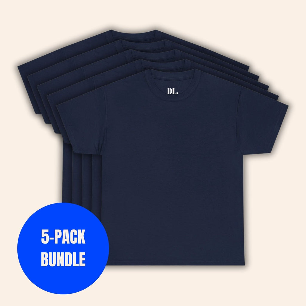 5-PACK BUNDLE BASIC COTTON TEE NAVY