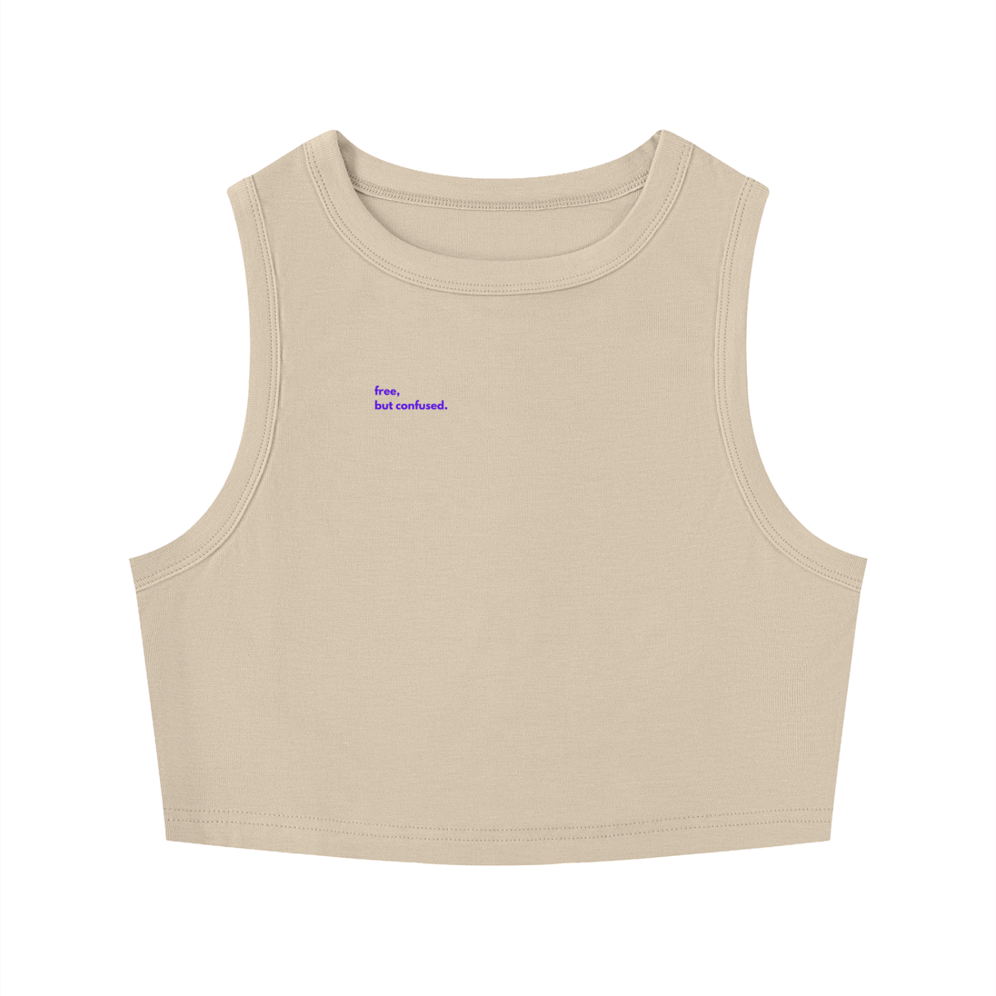 MAIN CHARACTER TIGHT CREWNECK CROP TANK TOP -  FREE BUT CONFUSED