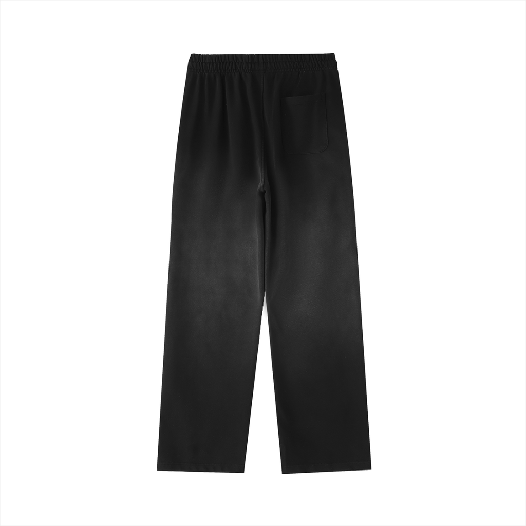 BASIC VINTAGE WASHED GRADIENT STRAIGHT-LEG SWEATPANTS BLACK
