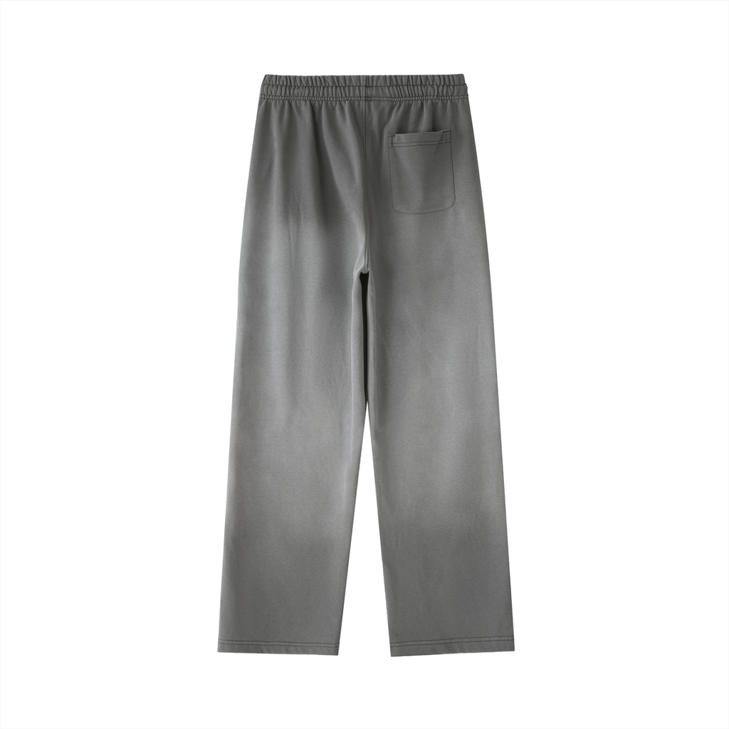 BASIC VINTAGE WASHED GRADIENT STRAIGHT-LEG SWEATPANTS DARK GREY