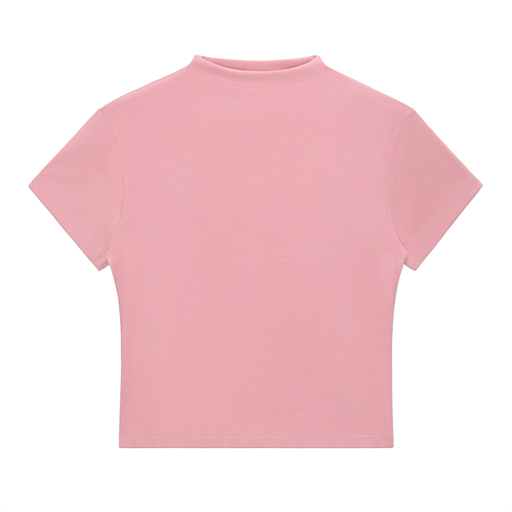 BASIC SLIM FIT WOMEN MOCK NECK T-SHIRT