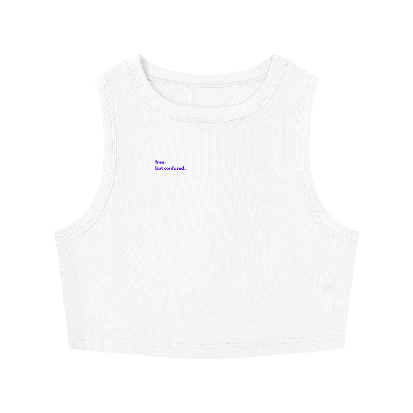 MAIN CHARACTER TIGHT CREWNECK CROP TANK TOP -  FREE BUT CONFUSED